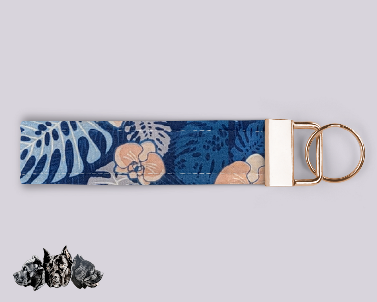 Blue Monstera Keyfob