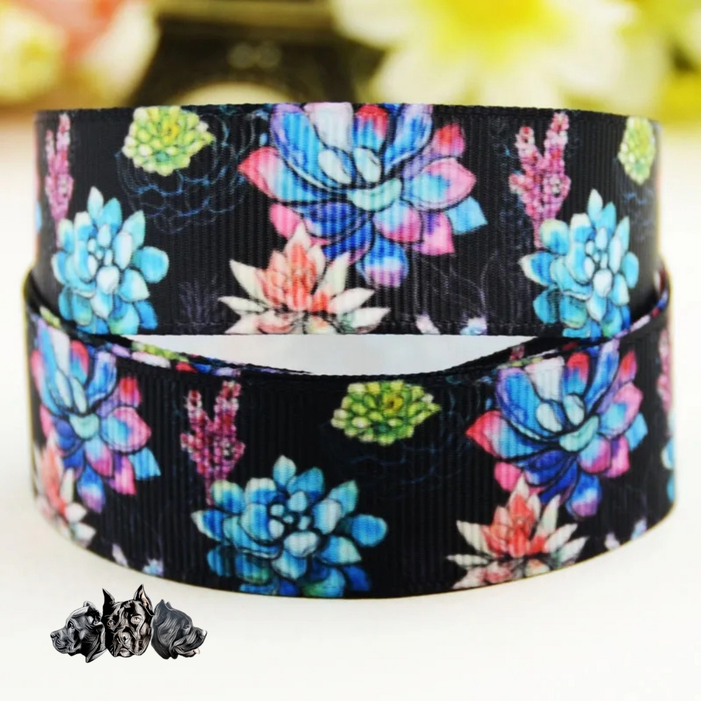 Pre Made Medium Succulent Ribbon Collar