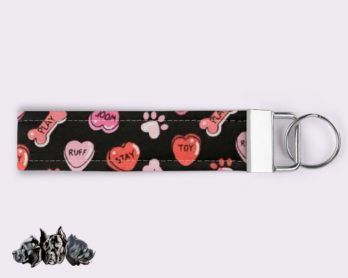 Doggy Conversation Hearts Keyfob
