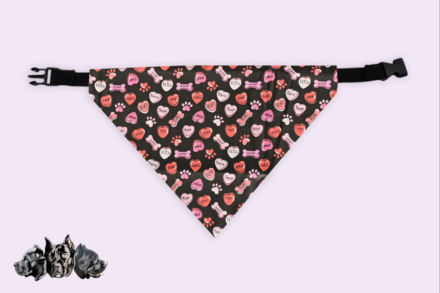 Doggy Conversation Hearts Doggy Slip On Bandana