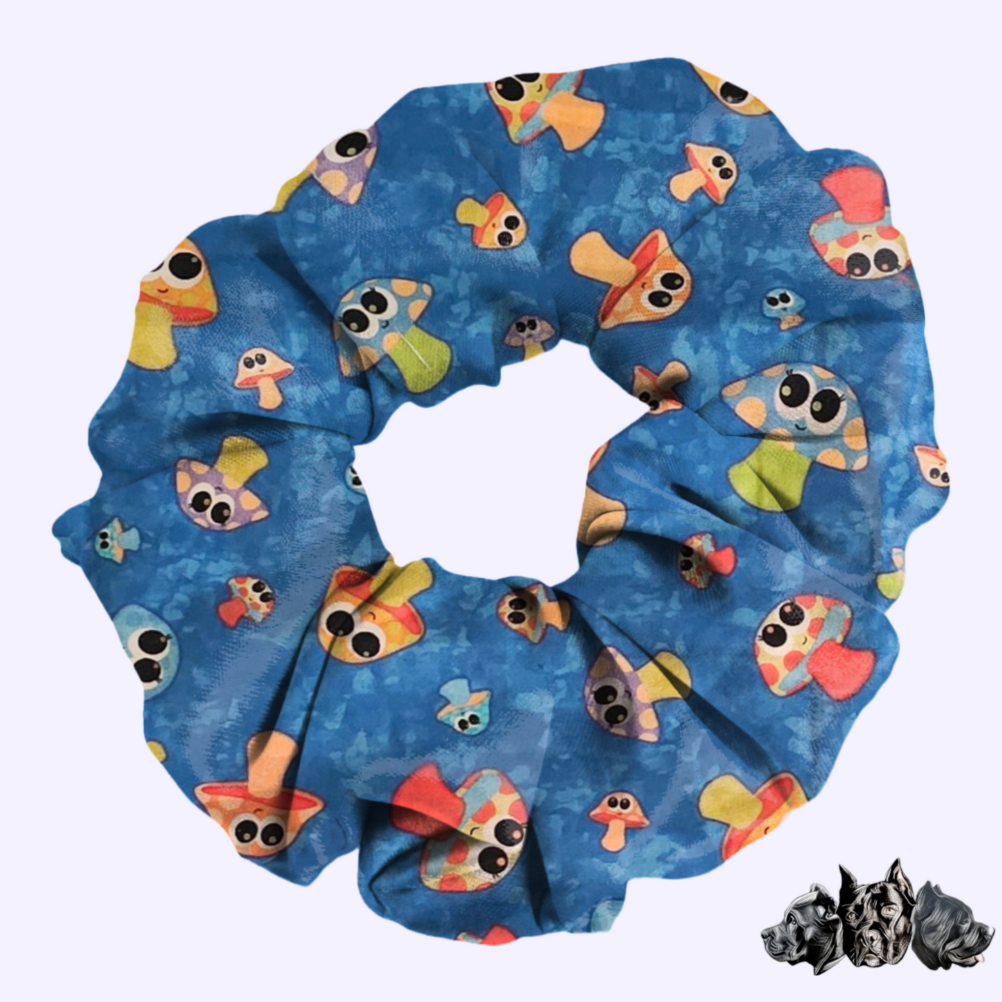 Blue Mushrooms Scrunchie