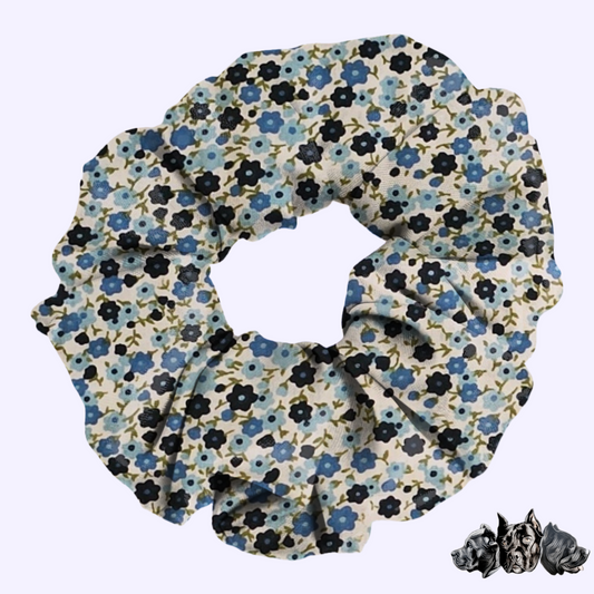 Blue Mini Flowers Scrunchie