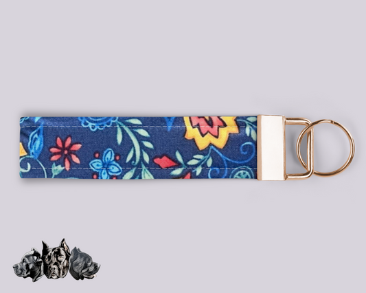 Blue Floral Keyfob