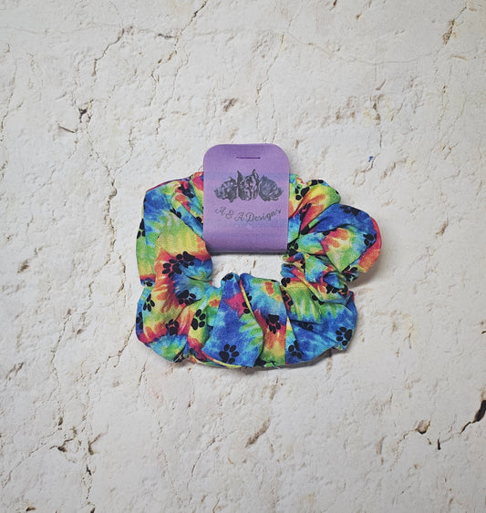 Pre Made Tie Dye Paws Scrunchie