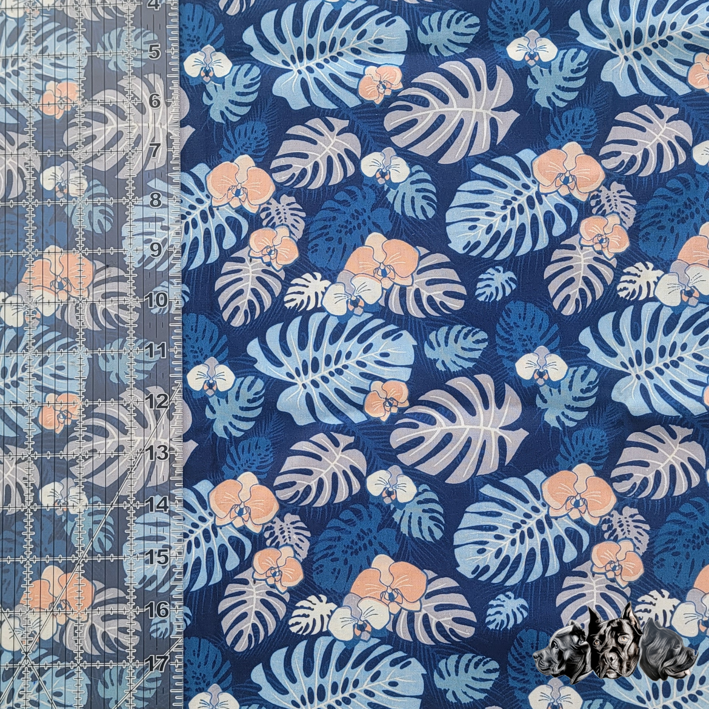 Blue Monstera Doggy Slip On Bandana