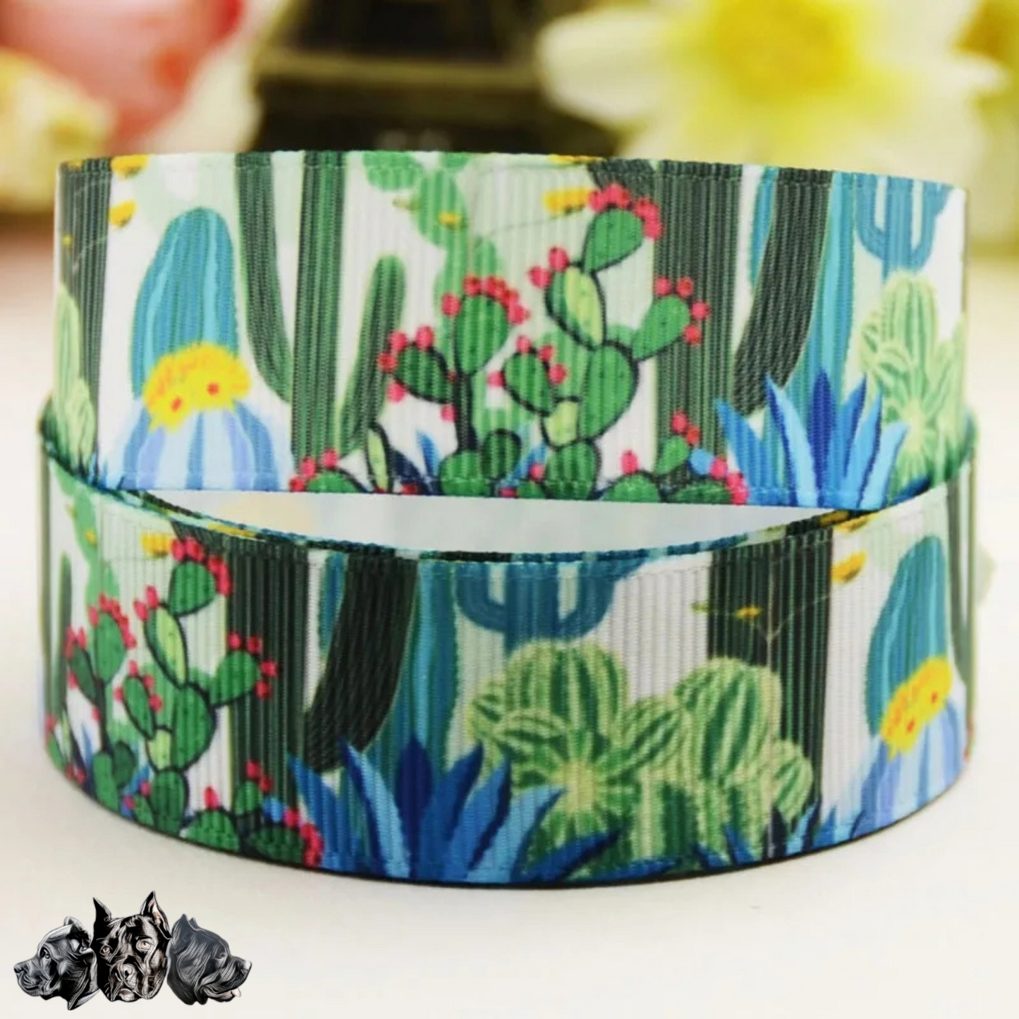 Pre Made Small Cactus ribbon Collar