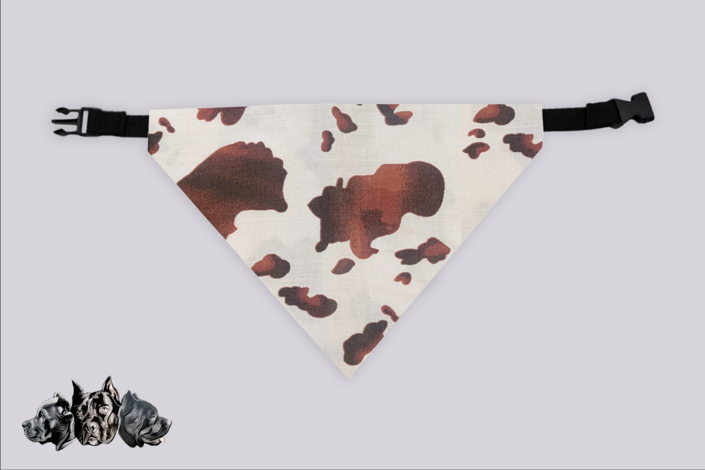 Brown Cow Print Doggy Slip On Bandana