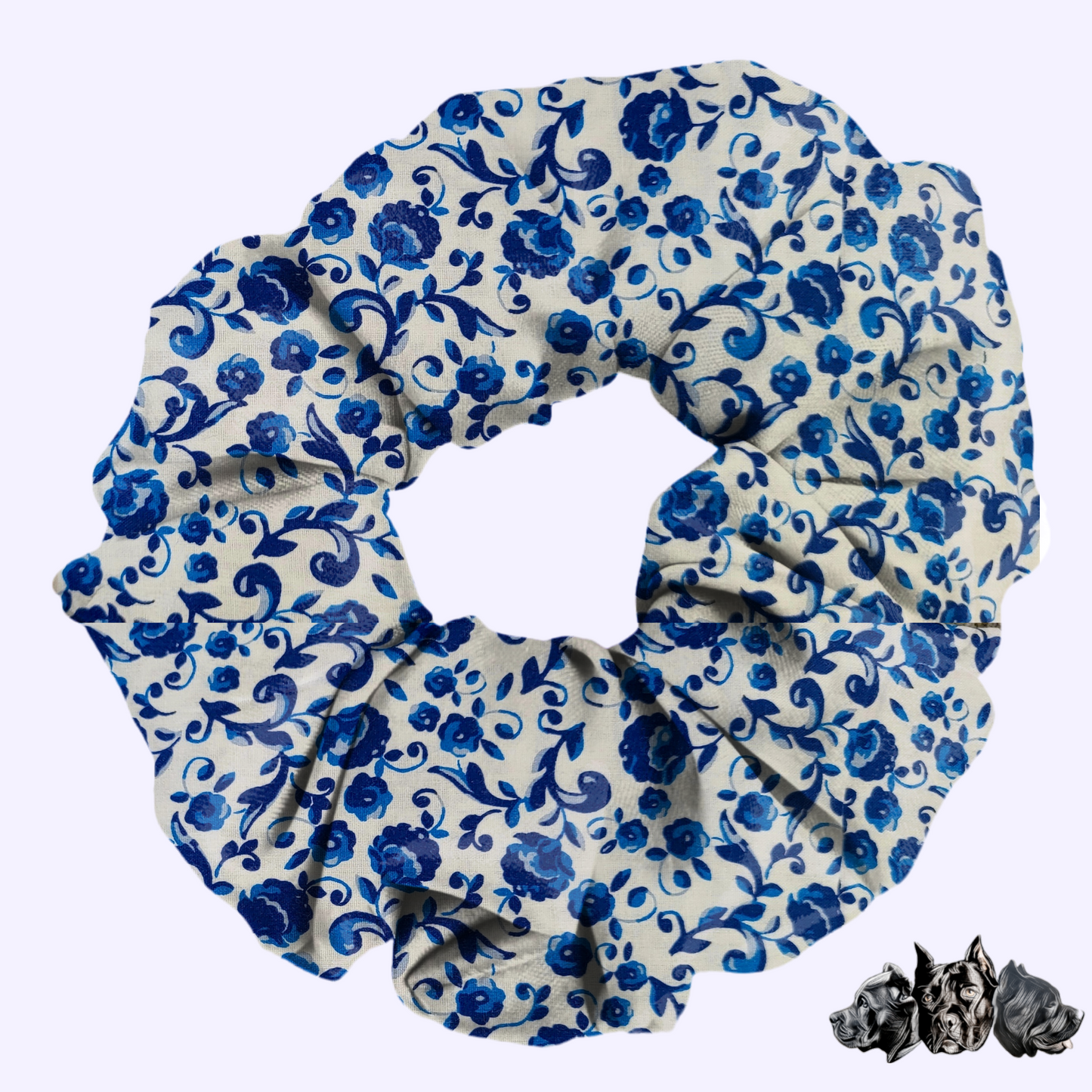 Blue China Flowers Scrunchie