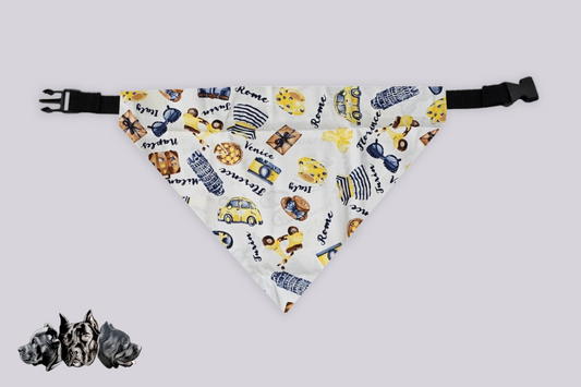 Yellow Italian Vacation Doggy Slip On Bandana